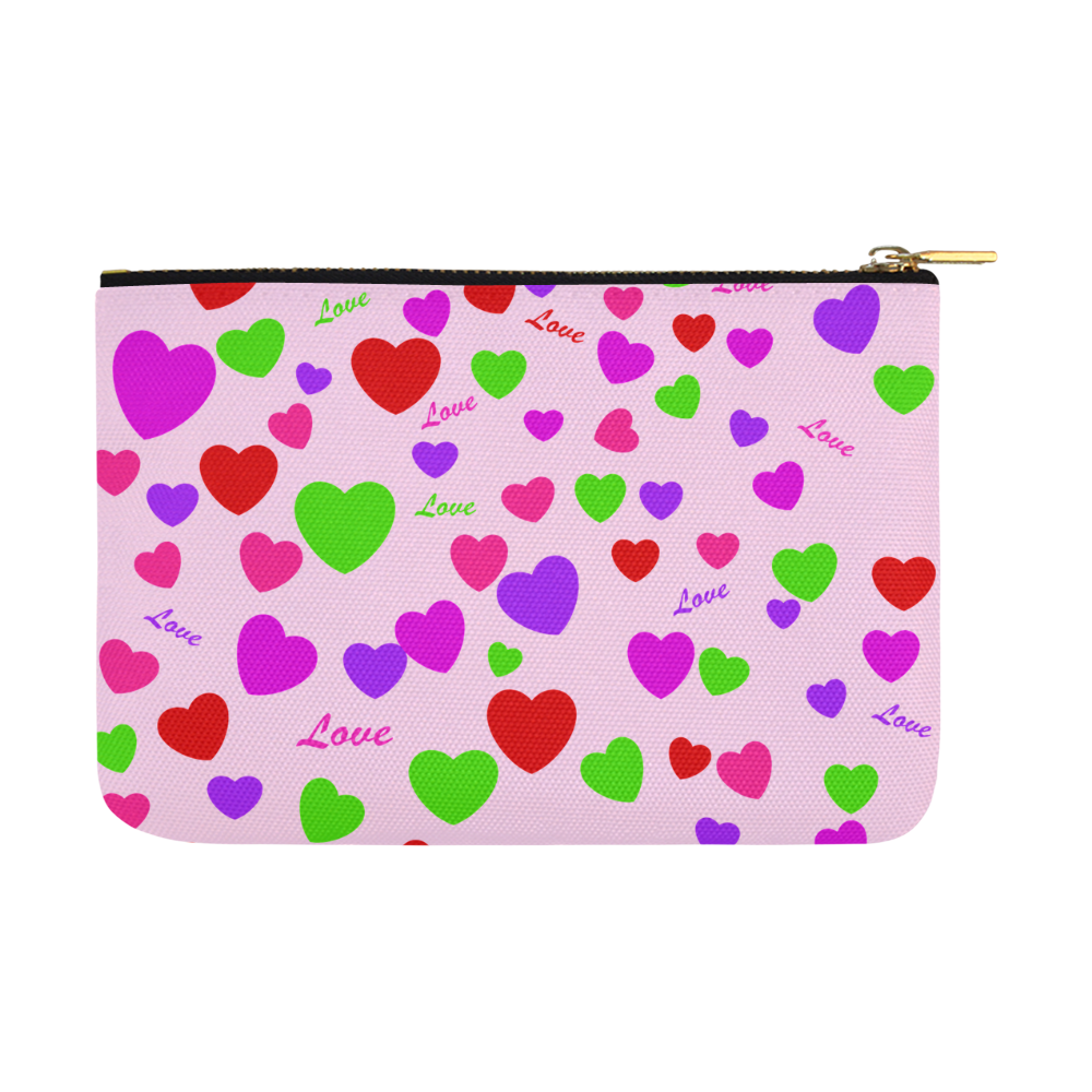 Love And Hearts Pink Carry-All Pouch 12.5''x8.5''