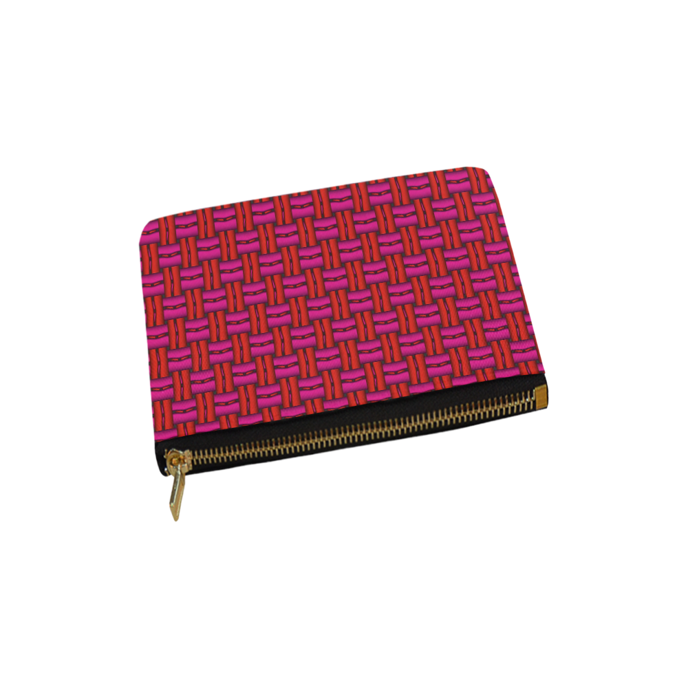 Red Pink Basket Weave Carry-All Pouch 6''x5''