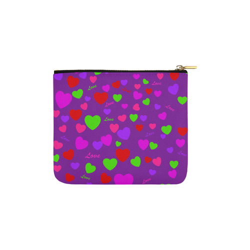 Love And Hearts Purple Carry-All Pouch 6''x5''