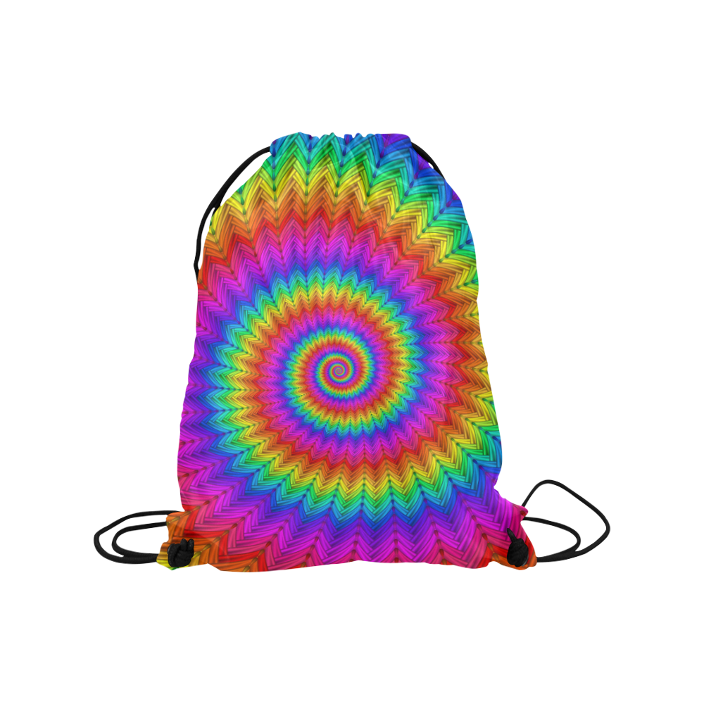 Psychedelic Rainbow Spiral Medium Drawstring Bag Model 1604 (Twin Sides) 13.8"(W) * 18.1"(H)