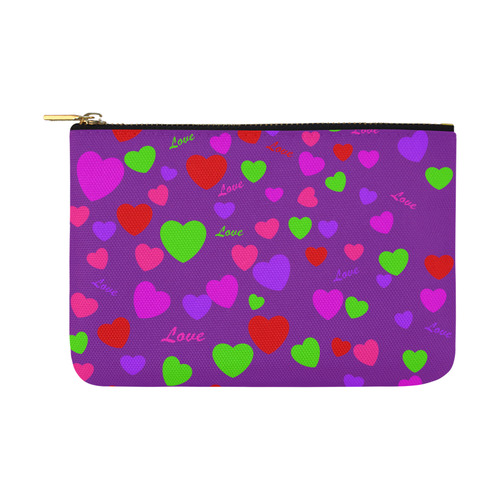 Love And Hearts Purple Carry-All Pouch 12.5''x8.5''
