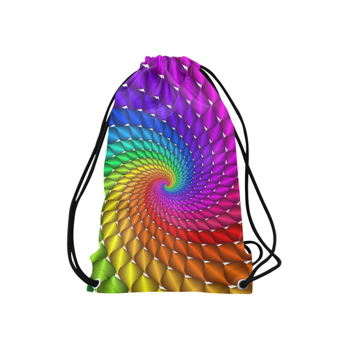 Psychedelic Rainbow Spiral Small Drawstring Bag Model 1604 (Twin Sides) 11"(W) * 17.7"(H)