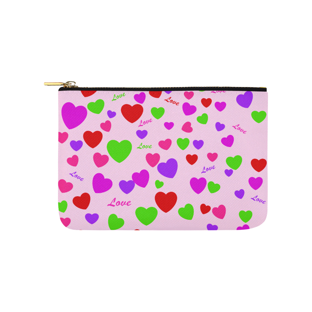 Love And Hearts Pink Carry-All Pouch 9.5''x6''