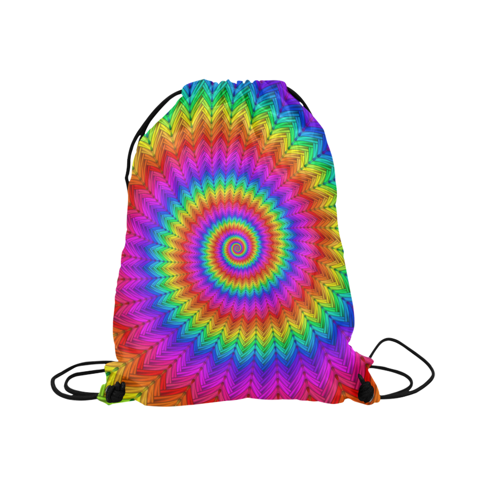 Psychedelic Rainbow Spiral Large Drawstring Bag Model 1604 (Twin Sides)  16.5"(W) * 19.3"(H)