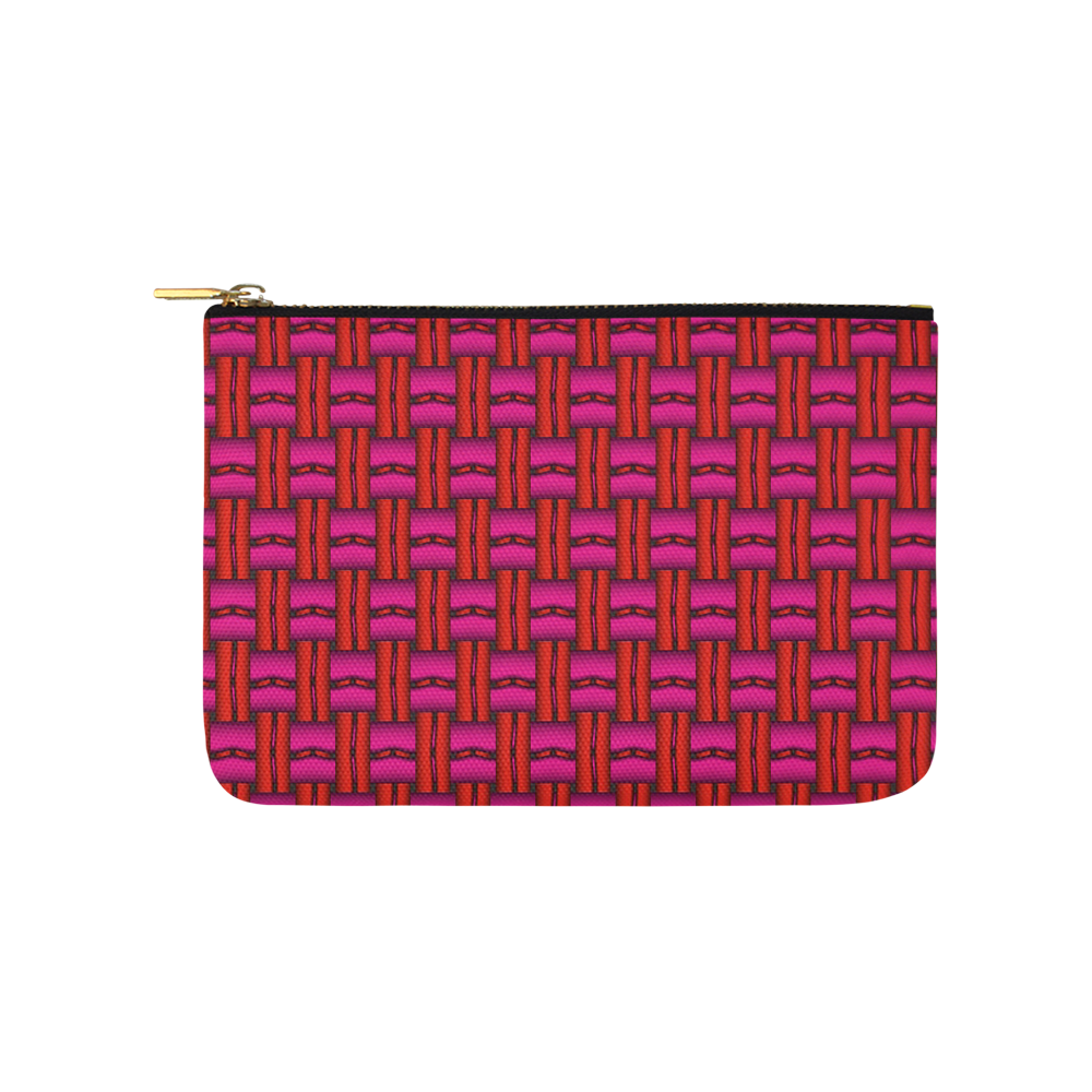 Red Pink Basket Weave Carry-All Pouch 9.5''x6''