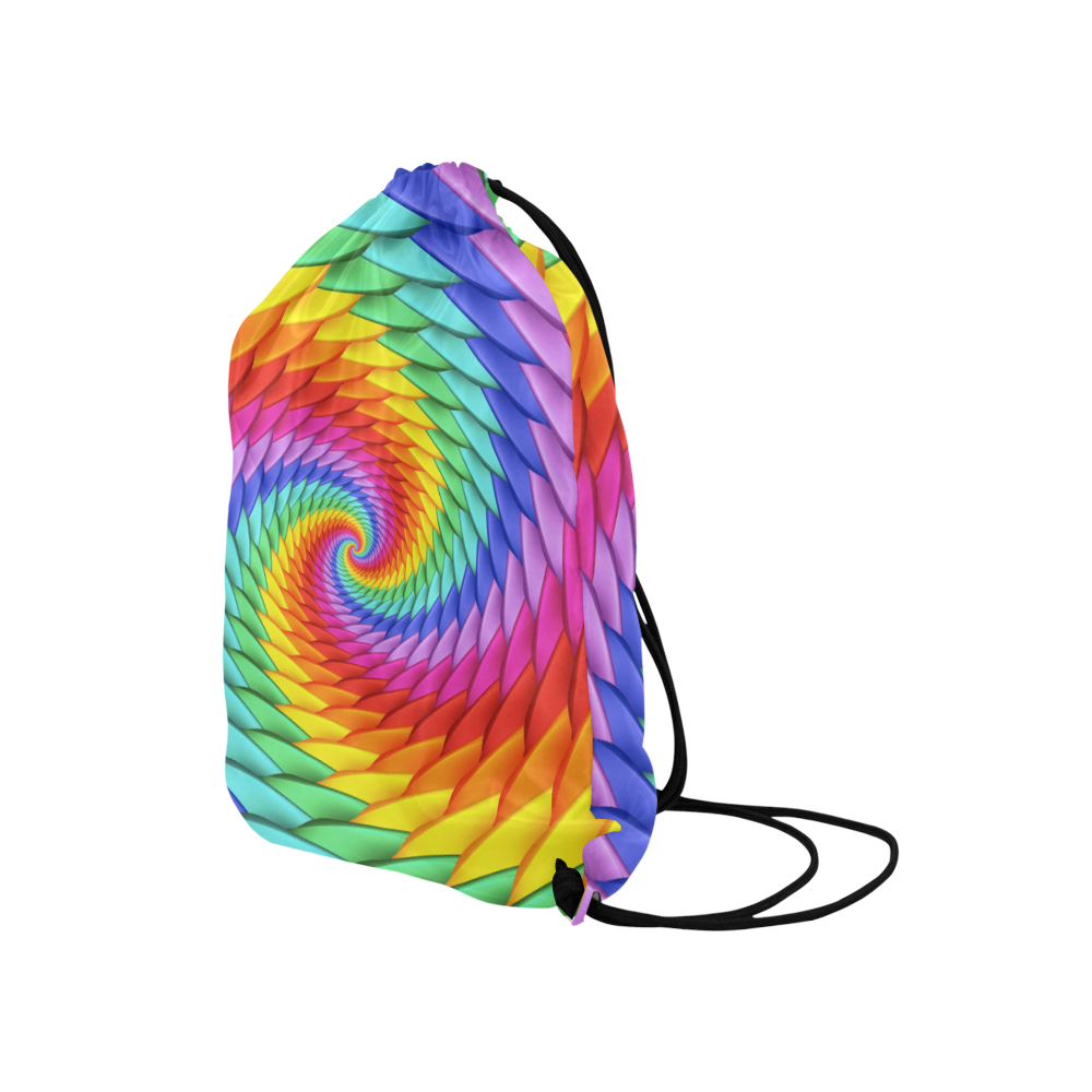 Psychedelic Rainbow Spiral Medium Drawstring Bag Model 1604 (Twin Sides) 13.8"(W) * 18.1"(H)