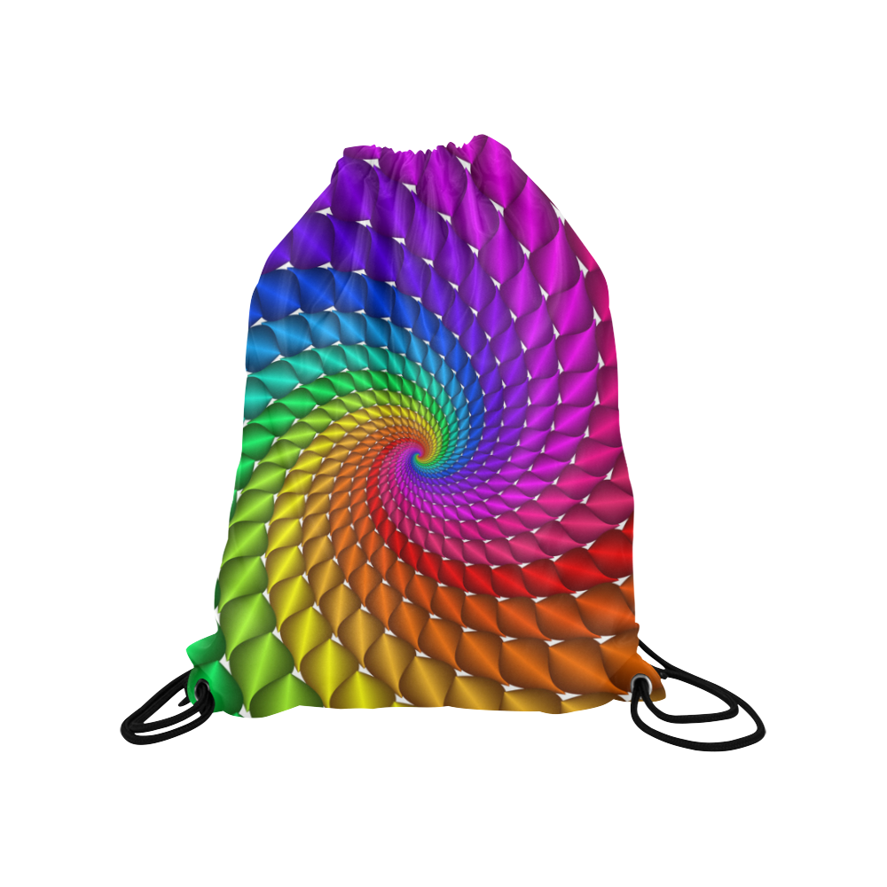 Psychedelic Rainbow Spiral Medium Drawstring Bag Model 1604 (Twin Sides) 13.8"(W) * 18.1"(H)