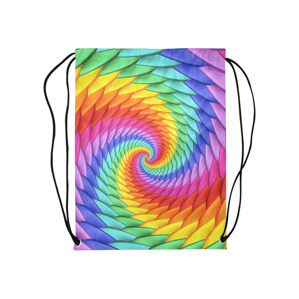 Psychedelic Rainbow Spiral Medium Drawstring Bag Model 1604 (Twin Sides) 13.8"(W) * 18.1"(H)