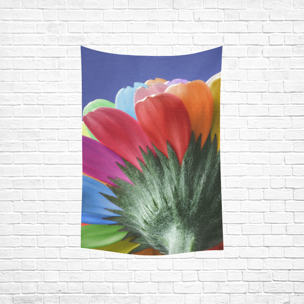 Rainbow Petals Gerbera Flower Cotton Linen Wall Tapestry 40"x 60"