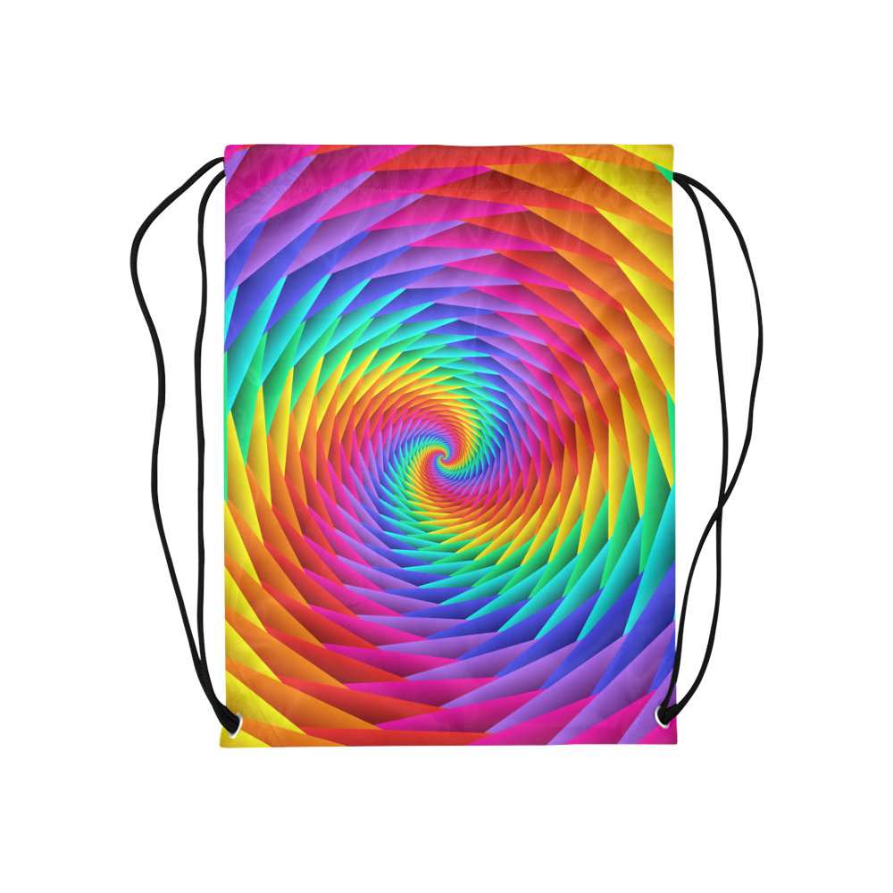 Psychedelic Rainbow Spiral Medium Drawstring Bag Model 1604 (Twin Sides) 13.8"(W) * 18.1"(H)