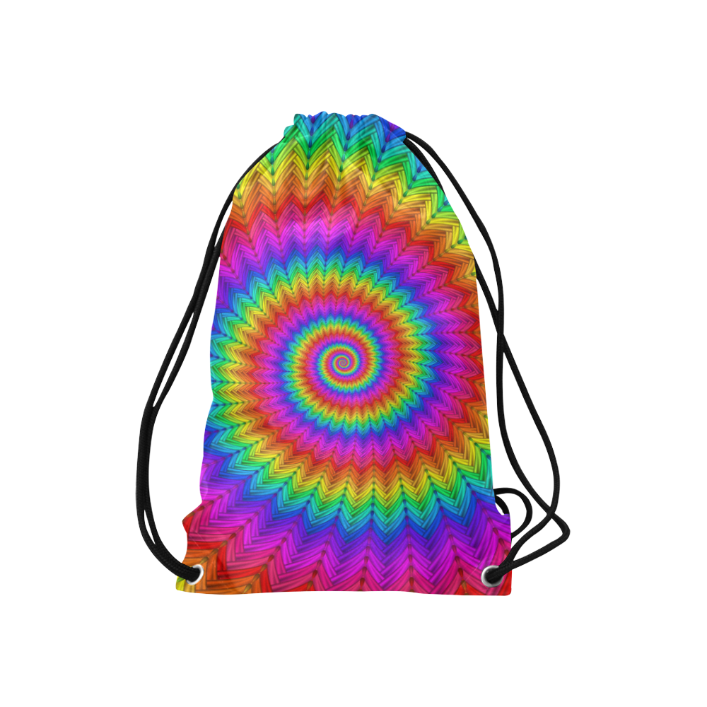 Psychedelic Rainbow Spiral Small Drawstring Bag Model 1604 (Twin Sides) 11"(W) * 17.7"(H)