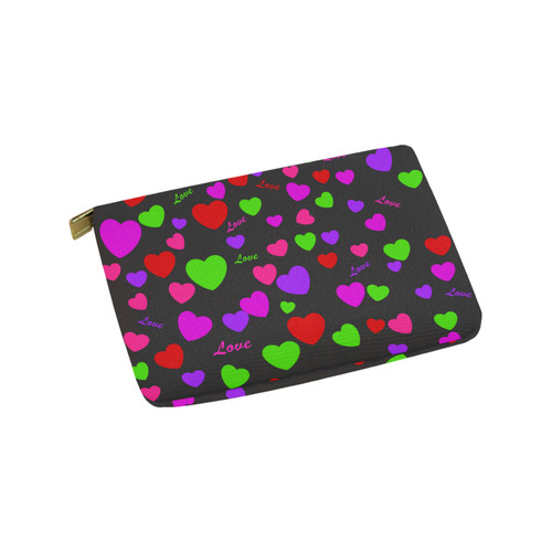 Love And Hearts Black Carry-All Pouch 9.5''x6''