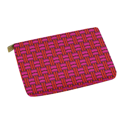 Red Pink Basket Weave Carry-All Pouch 12.5''x8.5''