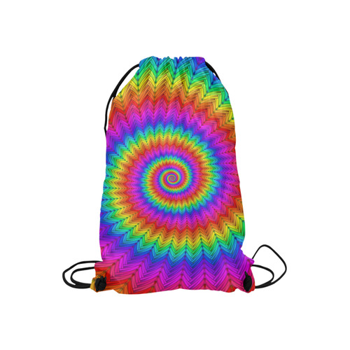 Psychedelic Rainbow Spiral Small Drawstring Bag Model 1604 (Twin Sides) 11"(W) * 17.7"(H)