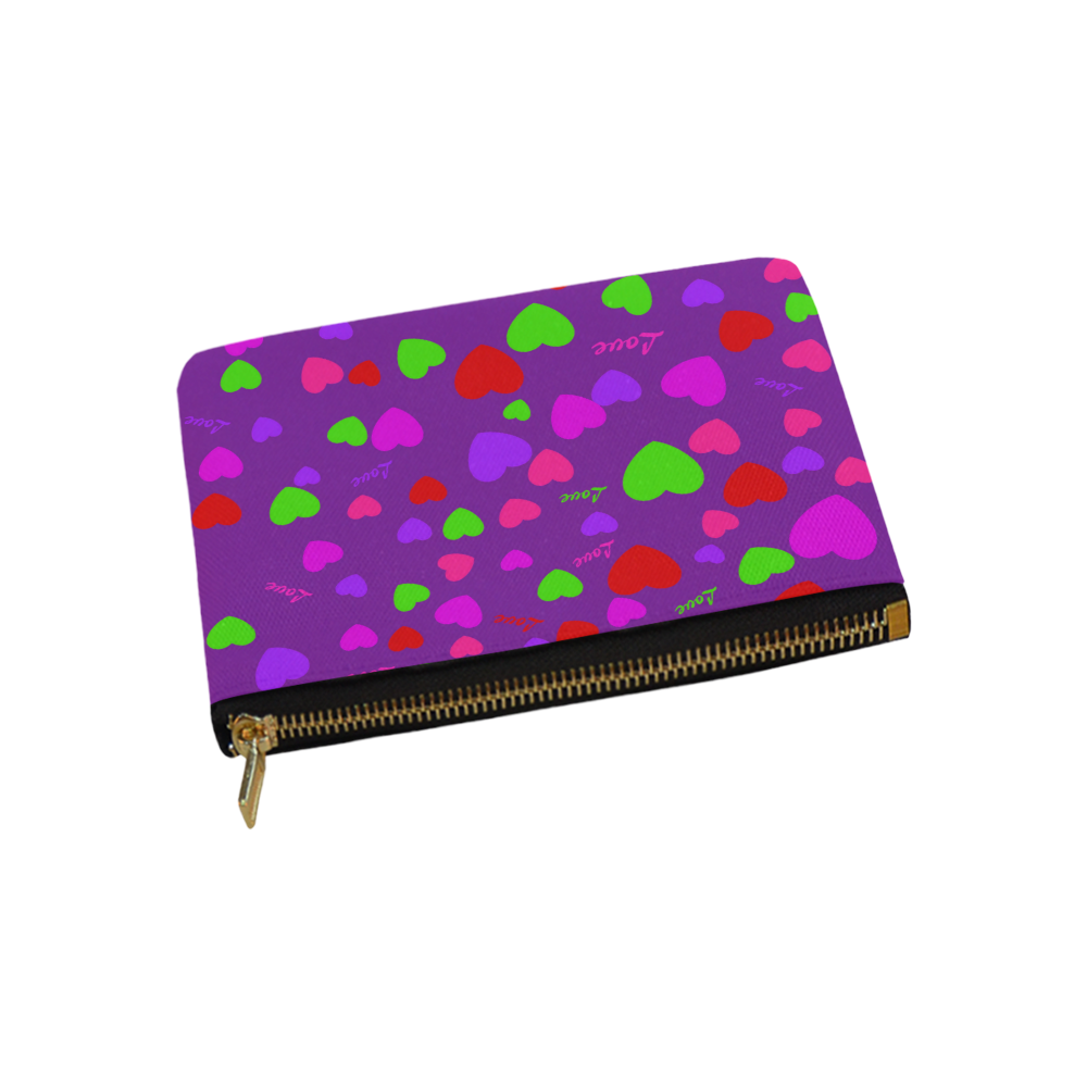 Love And Hearts Purple Carry-All Pouch 9.5''x6''