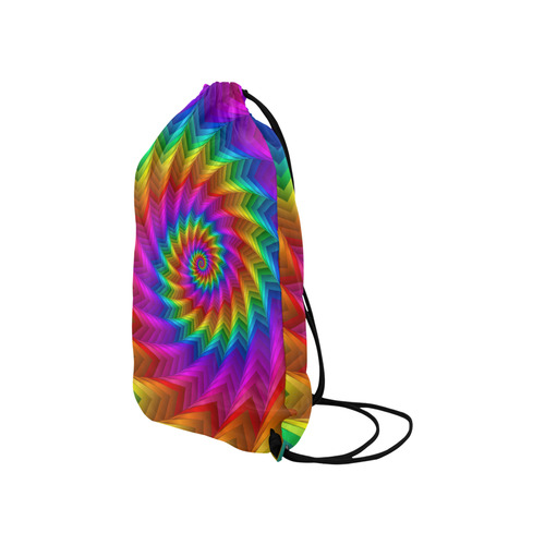 Psychedelic Rainbow Spiral Small Drawstring Bag Model 1604 (Twin Sides) 11"(W) * 17.7"(H)