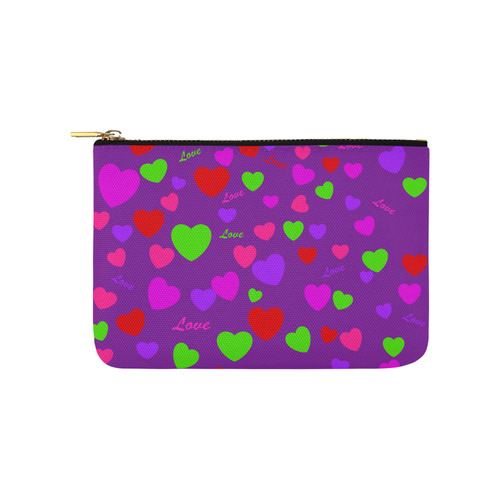 Love And Hearts Purple Carry-All Pouch 9.5''x6''