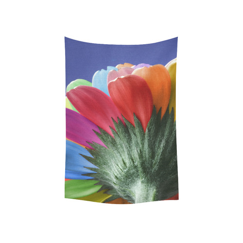 Rainbow Petals Gerbera Flower Cotton Linen Wall Tapestry 40"x 60"