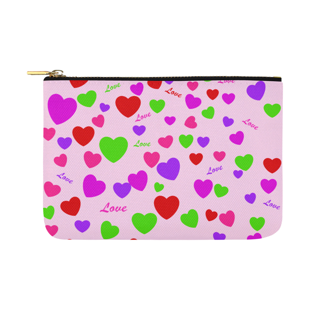 Love And Hearts Pink Carry-All Pouch 12.5''x8.5''