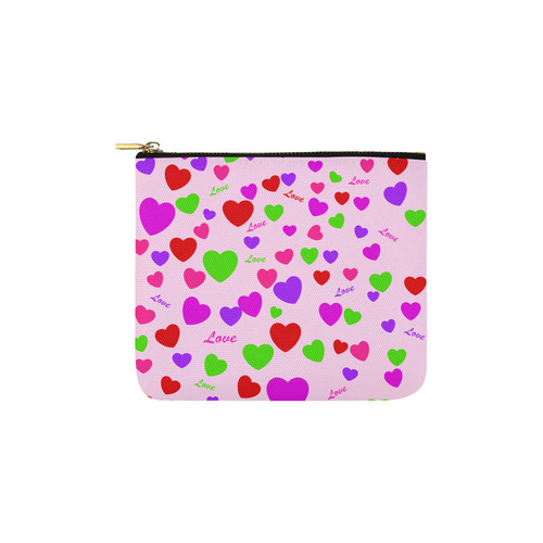 Love And Hearts Pink Carry-All Pouch 6''x5''