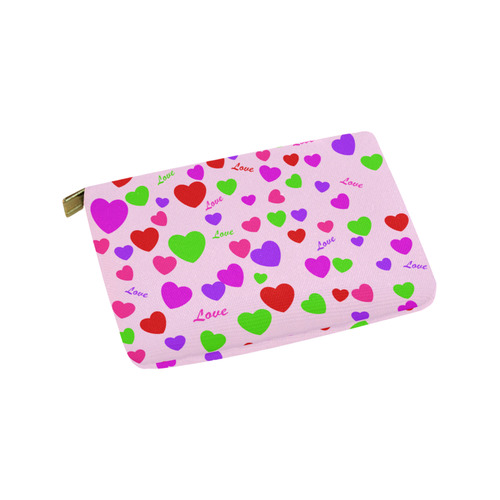 Love And Hearts Pink Carry-All Pouch 9.5''x6''