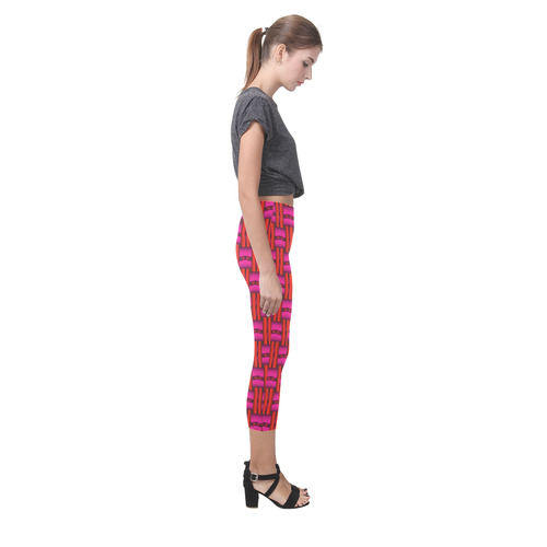 Red Pink Basket Weave Capri Legging (Model L02)