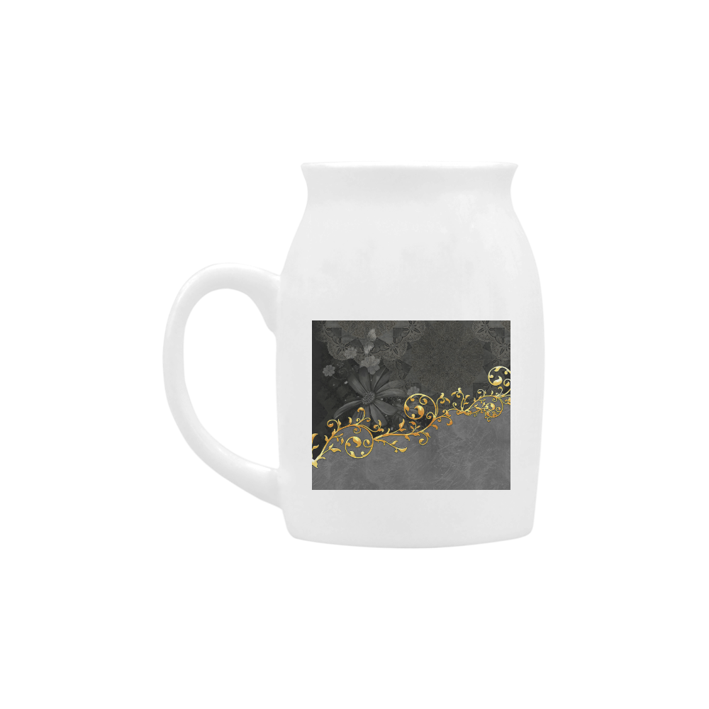Vintage design in grey and gold Milk Cup (Small) 300ml