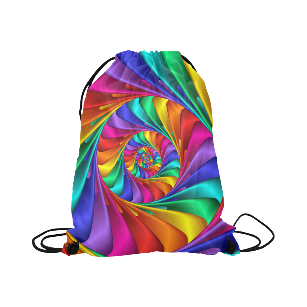 Psychedelic Rainbow Spiral Large Drawstring Bag Model 1604 (Twin Sides)  16.5"(W) * 19.3"(H)