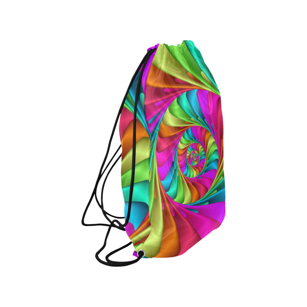 Psychedelic Rainbow Spiral Small Drawstring Bag Model 1604 (Twin Sides) 11"(W) * 17.7"(H)