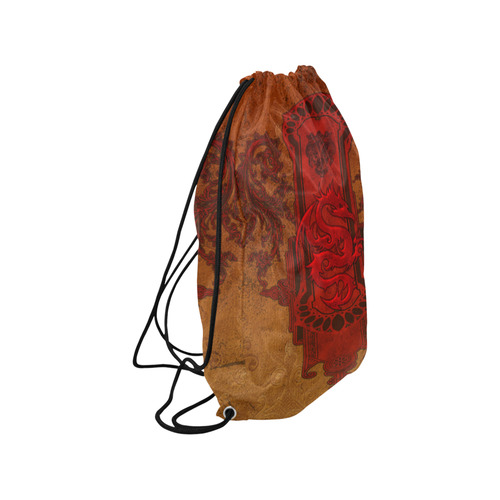 The red chinese dragon Medium Drawstring Bag Model 1604 (Twin Sides) 13.8"(W) * 18.1"(H)