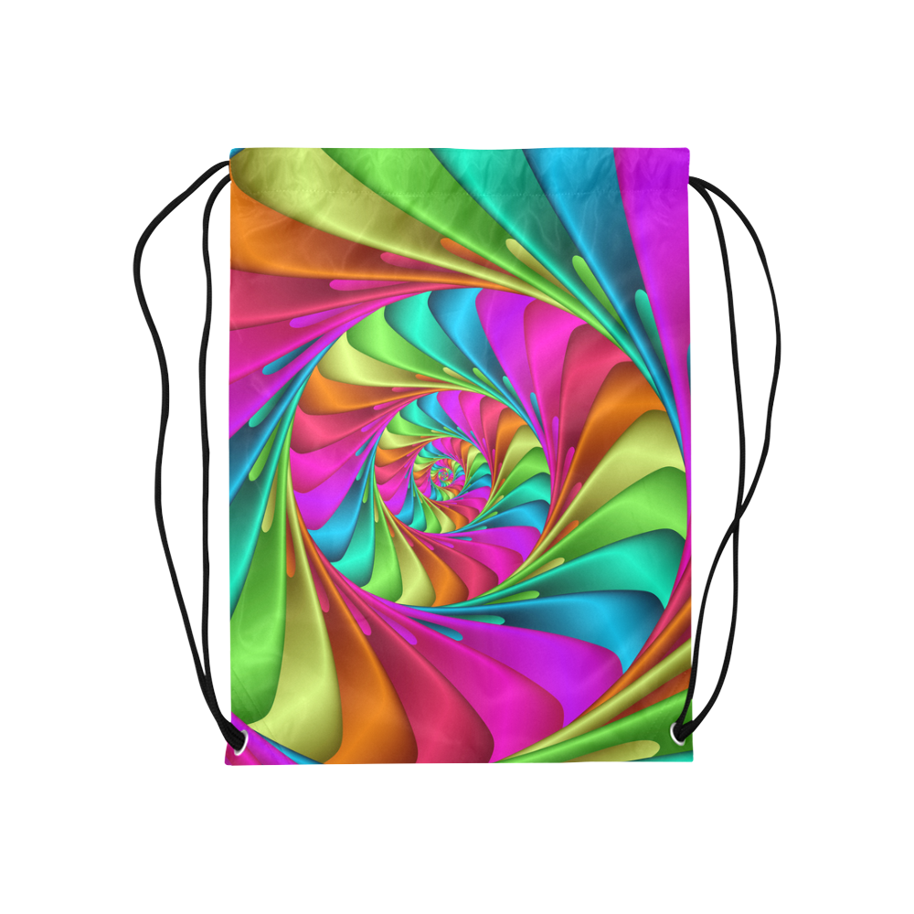 Psychedelic Rainbow Spiral Medium Drawstring Bag Model 1604 (Twin Sides) 13.8"(W) * 18.1"(H)