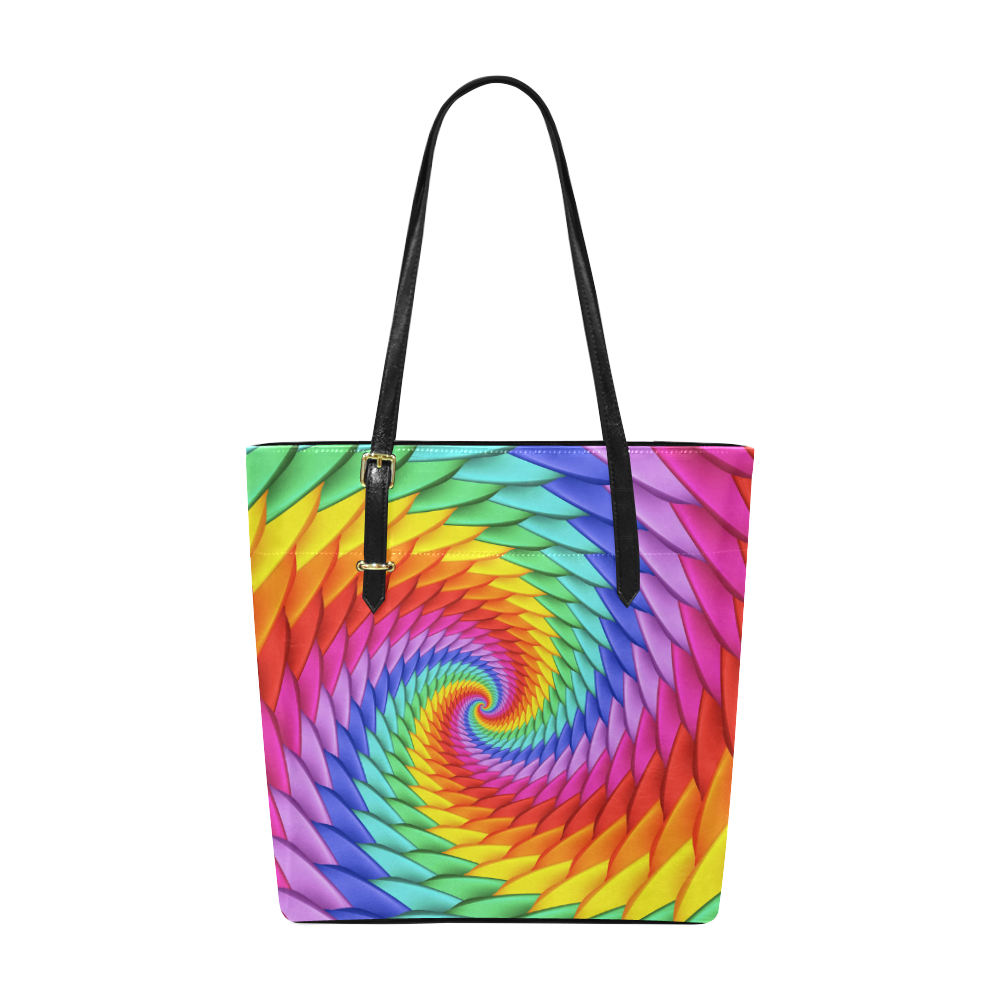 Psychedelic Rainbow Spiral Euramerican Tote Bag/Small (Model 1655)