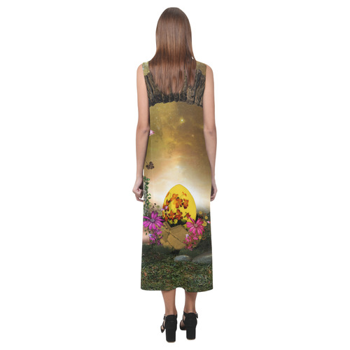 Easter time, easter egg Phaedra Sleeveless Open Fork Long Dress (Model D08)