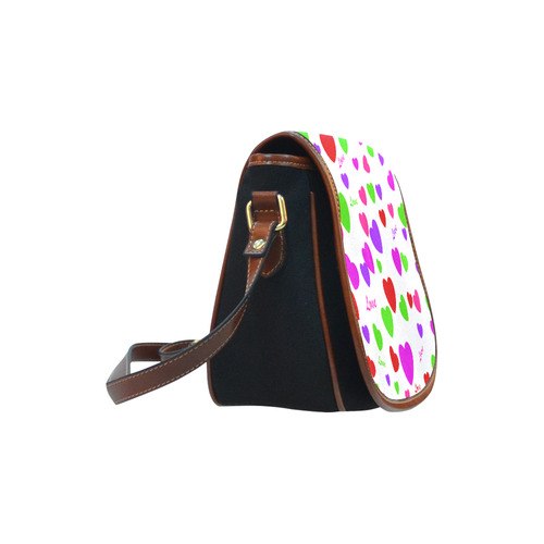 Love And Hearts Saddle Bag/Small (Model 1649)(Flap Customization)