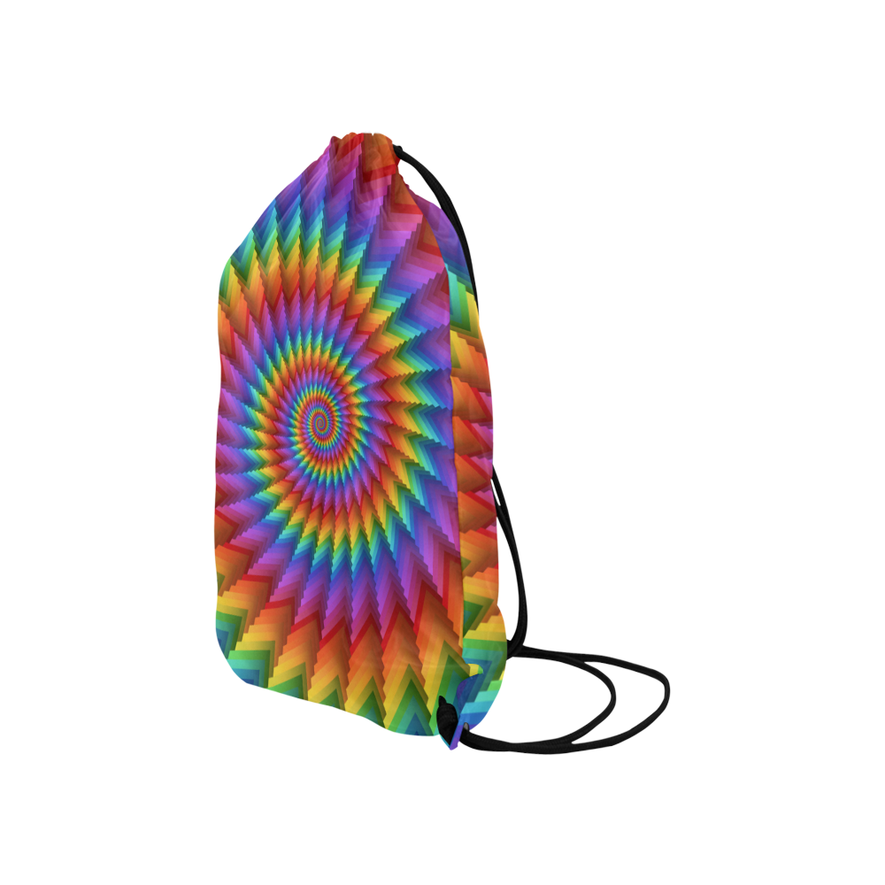 Psychedelic Rainbow Spiral Small Drawstring Bag Model 1604 (Twin Sides) 11"(W) * 17.7"(H)