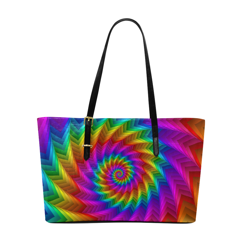 Psychedelic Rainbow Spiral Euramerican Tote Bag/Large (Model 1656)