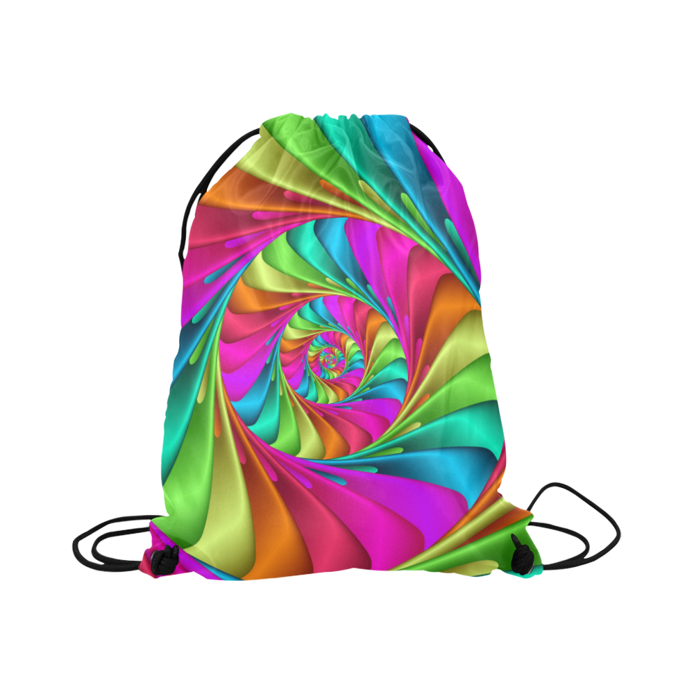 Psychedelic Rainbow Spiral Large Drawstring Bag Model 1604 (Twin Sides)  16.5"(W) * 19.3"(H)