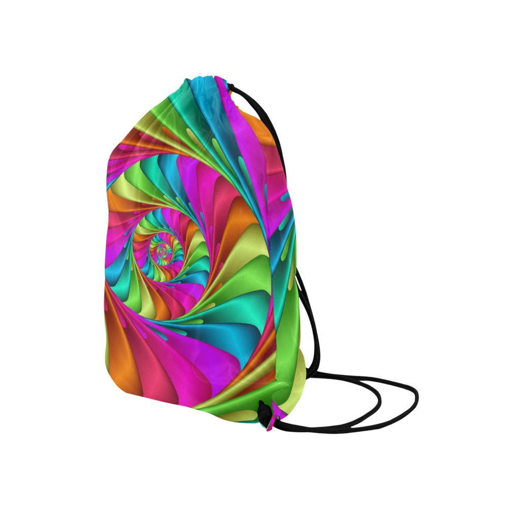 Psychedelic Rainbow Spiral Medium Drawstring Bag Model 1604 (Twin Sides) 13.8"(W) * 18.1"(H)