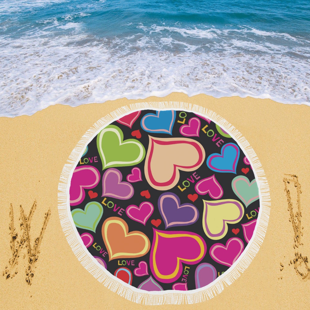 cute heart backgrounds Circular Beach Shawl 59"x 59"