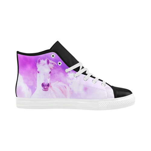 Romantic Pink Horse In The Sky Aquila High Top Microfiber Leather Women's Shoes (Model 032)