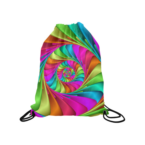 Psychedelic Rainbow Spiral Medium Drawstring Bag Model 1604 (Twin Sides) 13.8"(W) * 18.1"(H)