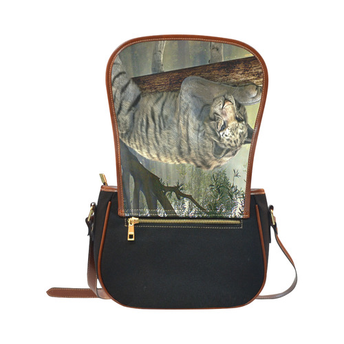 White Tiger Saddle Bag/Small (Model 1649)(Flap Customization)