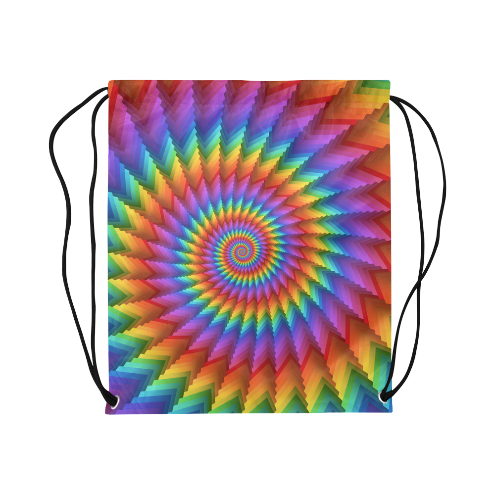 Psychedelic Rainbow Spiral Large Drawstring Bag Model 1604 (Twin Sides)  16.5"(W) * 19.3"(H)