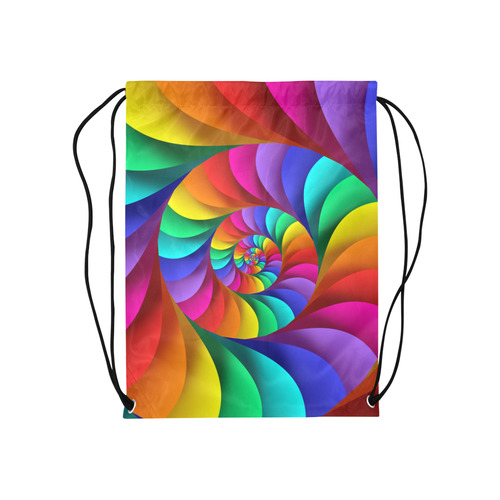 Psychedelic Rainbow Spiral Medium Drawstring Bag Model 1604 (Twin Sides) 13.8"(W) * 18.1"(H)