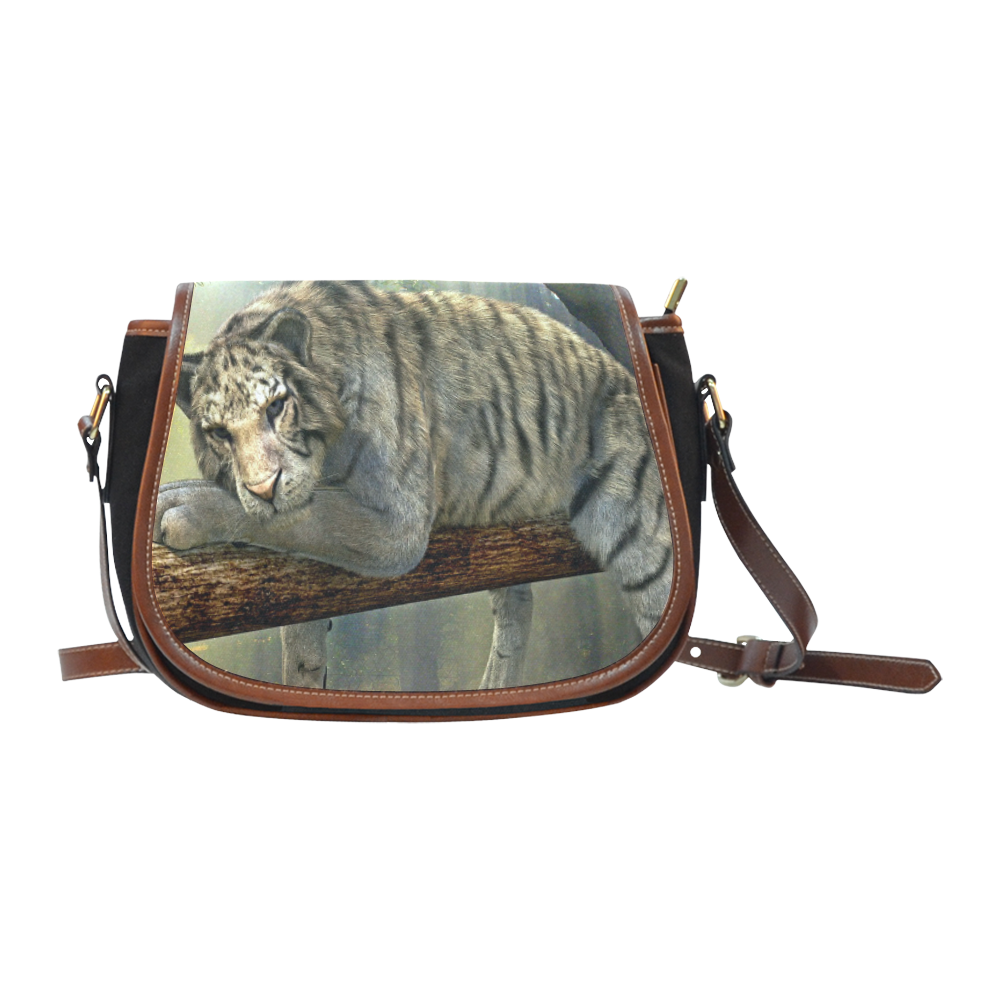 White Tiger Saddle Bag/Small (Model 1649)(Flap Customization)