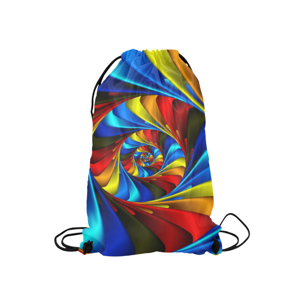 Psychedelic Rainbow Spiral Small Drawstring Bag Model 1604 (Twin Sides) 11"(W) * 17.7"(H)