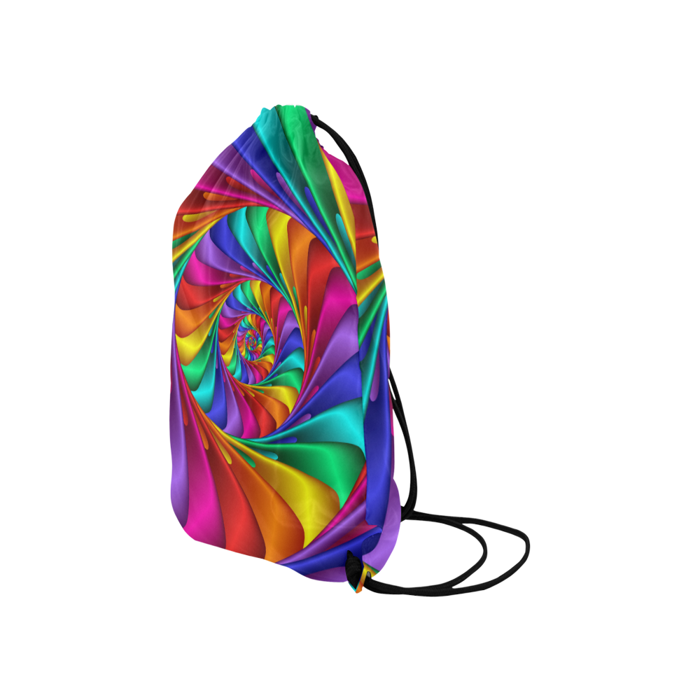 Psychedelic Rainbow Spiral Small Drawstring Bag Model 1604 (Twin Sides) 11"(W) * 17.7"(H)