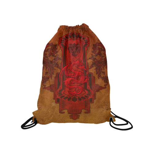 The red chinese dragon Medium Drawstring Bag Model 1604 (Twin Sides) 13.8"(W) * 18.1"(H)