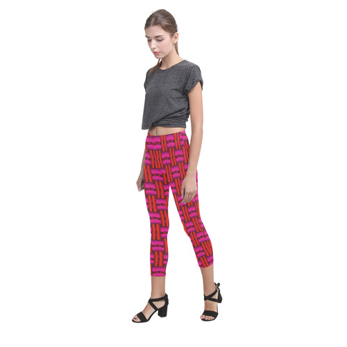 Red Pink Basket Weave Capri Legging (Model L02)