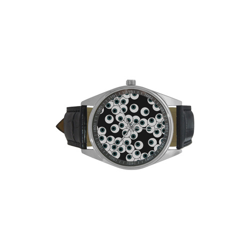 Eyeballs - Eyeing You Up! Men's Casual Leather Strap Watch(Model 211)